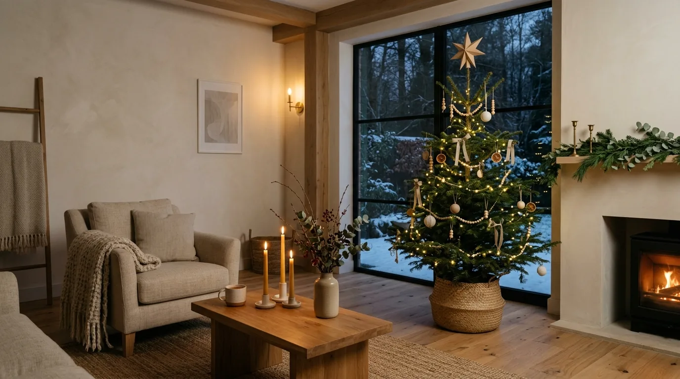 Let empty space work as part of the holiday look inspiration for a minimalist holiday interior.